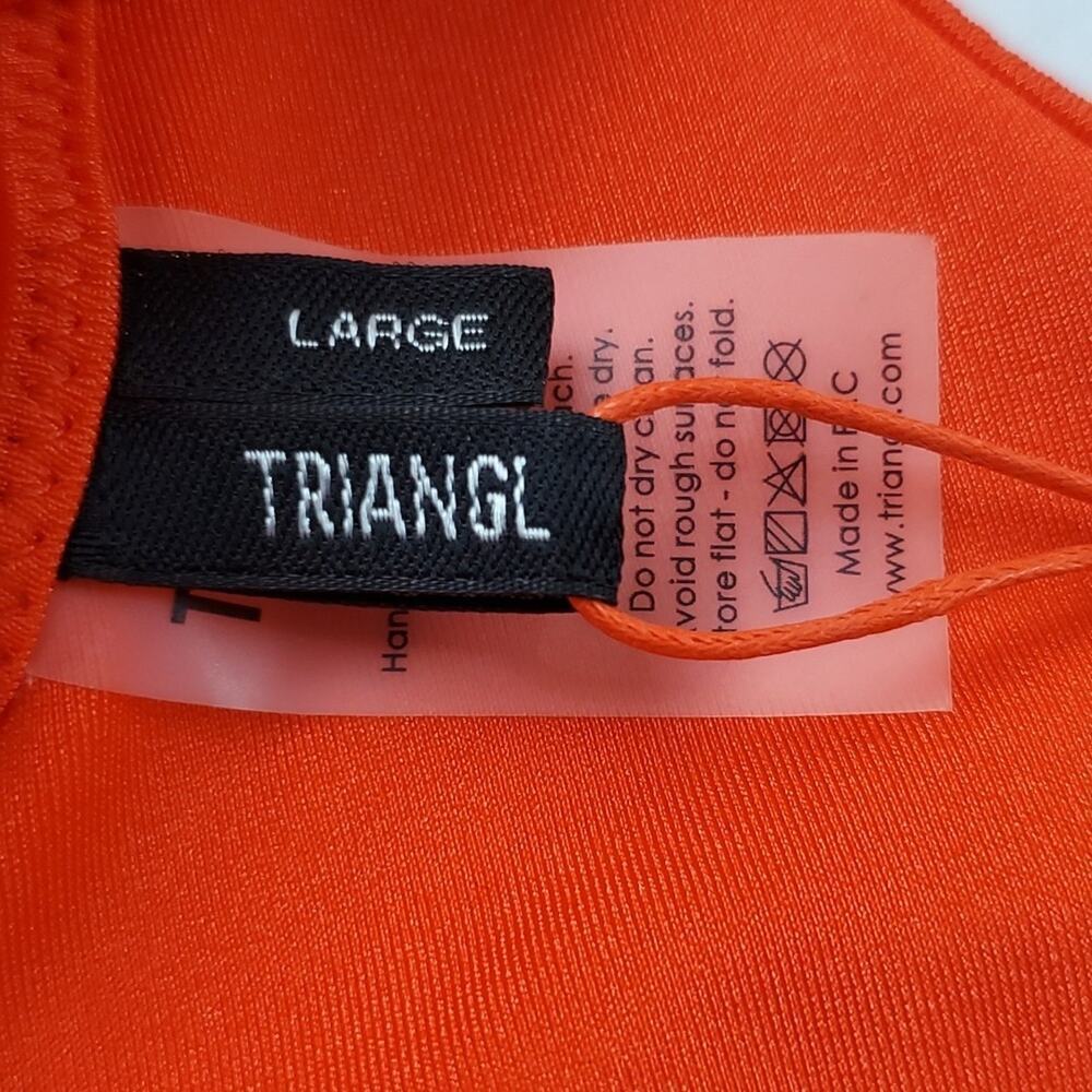 Triangl Women's Orange Ribbed Scoop Neck Swimwear Bikini Top Size L - Picture 4 of 6